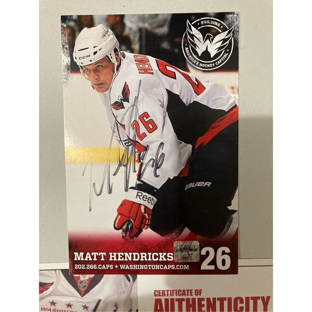 Matt Hendricks Washington Capitals Signed Player Card COA Autograph NHL #26